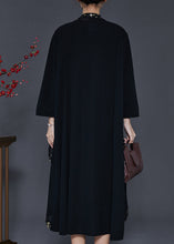 Load image into Gallery viewer, Women Black Ruffled Patchwork Chiffon Maxi Dresses Spring