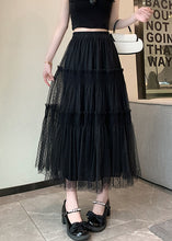 Load image into Gallery viewer, Women Black Ruffled Patchwork Elastic Waist Tulle Skirt Summer