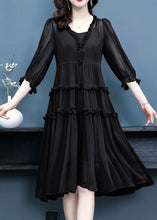 Load image into Gallery viewer, Women Black Ruffled Patchwork Silk Two Piece Set Dresses Summer