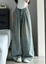 Load image into Gallery viewer, Women Blue Button Pockets High Waist Denim Pants Summer