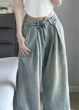 Load image into Gallery viewer, Women Blue Button Pockets High Waist Denim Pants Summer