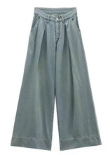 Load image into Gallery viewer, Women Blue Button Pockets High Waist Denim Pants Summer