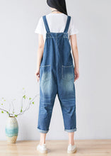 Load image into Gallery viewer, Women Blue Embroidered Cotton Denim Jumpsuits Spring