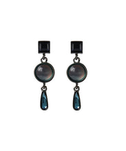 Load image into Gallery viewer, Women Blue Sterling Silver Alloy Crystal Water Drop Drop Earrings