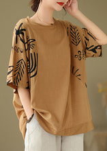 Load image into Gallery viewer, Women Coffee O-Neck Print Cozy Top Summer