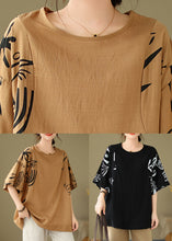 Load image into Gallery viewer, Women Coffee O-Neck Print Cozy Top Summer