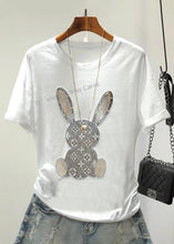 Load image into Gallery viewer, Women Daisy Zircon O Neck Cotton T Shirts Summer