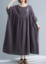 Load image into Gallery viewer, Women Dark Grey Patchwork Button Long Dresses Short Sleeve