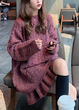 Load image into Gallery viewer, Women Dull Purple Thick Cable Knit Sweater And Skirt Two Pieces Set Spring