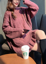 Load image into Gallery viewer, Women Dull Purple Thick Cable Knit Sweater And Skirt Two Pieces Set Spring