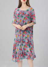 Load image into Gallery viewer, Women Floral O Neck Print Patchwork Chiffon Dress Summer