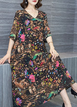 Load image into Gallery viewer, Women Floral V Neck Patchwork Chiffon Dresses Summer