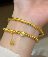 Load image into Gallery viewer, Women Gold Ancient Gold Bangle And Charm Bracelet Two Piece Set