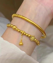 Load image into Gallery viewer, Women Gold Ancient Gold Bangle And Charm Bracelet Two Piece Set