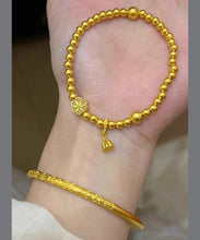 Load image into Gallery viewer, Women Gold Ancient Gold Bangle And Charm Bracelet Two Piece Set