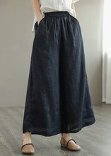 Load image into Gallery viewer, Women Green Pockets Elastic Waist Linen Wide Leg Pants Summer