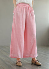 Load image into Gallery viewer, Women Green Pockets Elastic Waist Linen Wide Leg Pants Summer