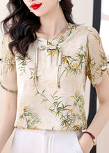 Load image into Gallery viewer, Women Green Tasseled Print Chiffon Blouse Top Summer