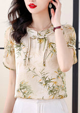 Load image into Gallery viewer, Women Green Tasseled Print Chiffon Blouse Top Summer