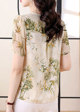 Load image into Gallery viewer, Women Green Tasseled Print Chiffon Blouse Top Summer