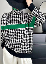 Load image into Gallery viewer, Women Green Turtleneck Patchwork Cotton Knit Sweaters Fall