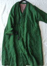 Load image into Gallery viewer, Women Green V Neck Button Cotton Filled Parka Long Coats Winter