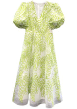 Load image into Gallery viewer, Women Green V Neck Embroidered Cotton Mid Dress Summer