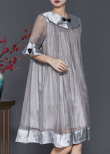 Load image into Gallery viewer, Women Grey Patchwork Bow Tulle Robe Dresses Summer