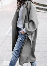 Load image into Gallery viewer, Women Grey Peter Pan Collar Pockets Woolen Trench Fall