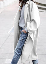 Load image into Gallery viewer, Women Grey Peter Pan Collar Pockets Woolen Trench Fall