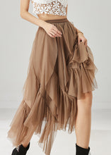 Load image into Gallery viewer, Women Khaki Layered Ruffleds Chiffon Skirt Summer