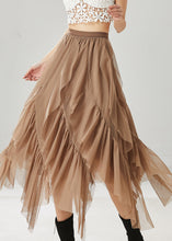 Load image into Gallery viewer, Women Khaki Layered Ruffleds Chiffon Skirt Summer