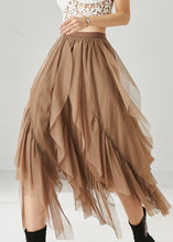 Load image into Gallery viewer, Women Khaki Layered Ruffleds Chiffon Skirt Summer