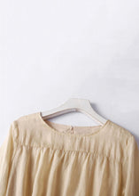 Load image into Gallery viewer, Women Light Khaki O Neck Lace Up Cotton Dress Summer