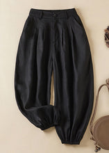 Load image into Gallery viewer, Women Linen Pockets Solid Elastic Waist Linen Crop Pants Summer