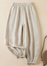 Load image into Gallery viewer, Women Linen Pockets Solid Elastic Waist Linen Crop Pants Summer