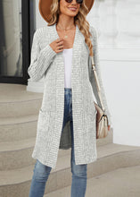 Load image into Gallery viewer, Women Loose Light Grey Pockets Knit Cardigan Fall