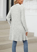 Load image into Gallery viewer, Women Loose Light Grey Pockets Knit Cardigan Fall