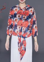 Load image into Gallery viewer, Women Orange Hooded Floral Chiffon UPF 50+ Top Summer