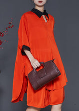 Load image into Gallery viewer, Women Orange Oversized Wrinkled Chiffon Two Pieces Set Summer