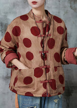 Load image into Gallery viewer, Women Orange Print Chinese Button Fine Cotton Filled Coat Winter