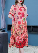 Load image into Gallery viewer, Women Orange Print Side Open Patchwork Chiffon Dresses Summer