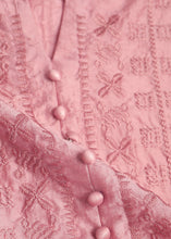 Load image into Gallery viewer, Women Pink Embroidered Oversized Linen Dresses Summer