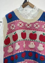 Load image into Gallery viewer, Women Pink Embroidered Patchwork Cozy Cotton Knit Waistcoat Sleeveless