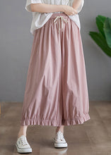 Load image into Gallery viewer, Women Pink Ruffled Pockets Elastic Waist Cotton Pants Skirt Fall