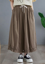 Load image into Gallery viewer, Women Pink Ruffled Pockets Elastic Waist Cotton Pants Skirt Fall