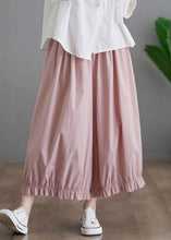 Load image into Gallery viewer, Women Pink Ruffled Pockets Elastic Waist Cotton Pants Skirt Fall