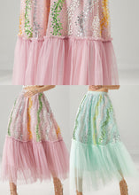 Load image into Gallery viewer, Women Pink Sequins Patchwork Tulle Skirts Spring