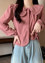 Load image into Gallery viewer, Women Pink Solid Button Corduroy Shirt Long Sleeve