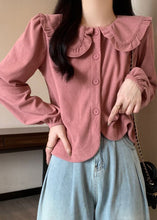 Load image into Gallery viewer, Women Pink Solid Button Corduroy Shirt Long Sleeve